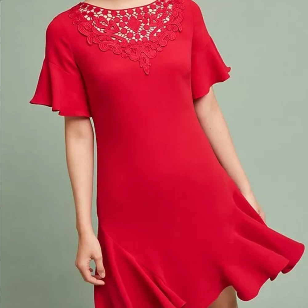 Shoshanna Red Ruffle Dress size 12